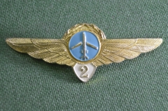 Знак , значок, кокарда "Пилот 2 класса, гражданская авиация". Самолет, лайнер. Легкий металл.