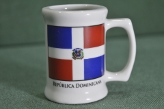 Кружка кружечка фарфоровая миниатюрная "Флаг". Фарфор. Доминикана. Доминиканская Республика.