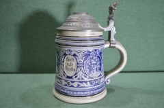 Кружка пивная старинная на 1/2 литра. Giebt gute tropfeu. Ф-ка Marzi & Remy. J. Kannegieser, 1890 г.