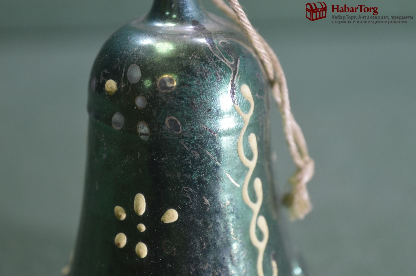 Купить Елочная новогодняя игрушка "Колокол колокольчик зеленый". Стекло ...
