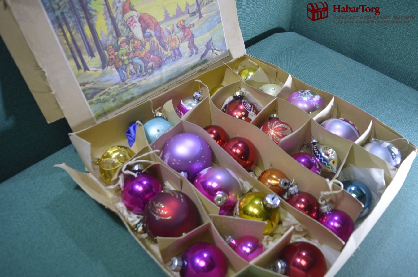 Купить Елочные новогодние игрушки, украшения. 27 штук. Шары, в коробке ...