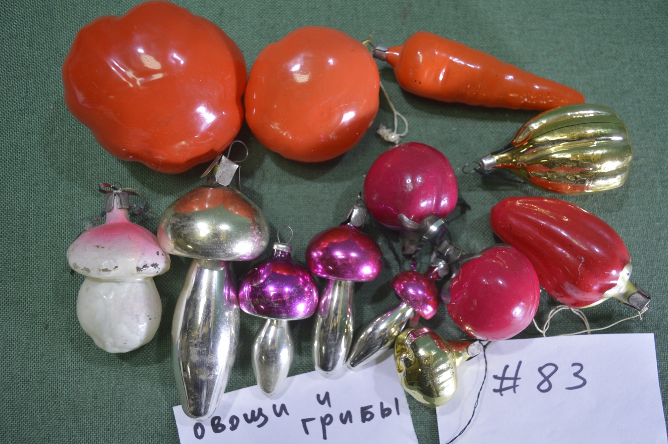 Купить Елочные новогодние игрушки, украшения. 13 штук. Овощи грибы ...