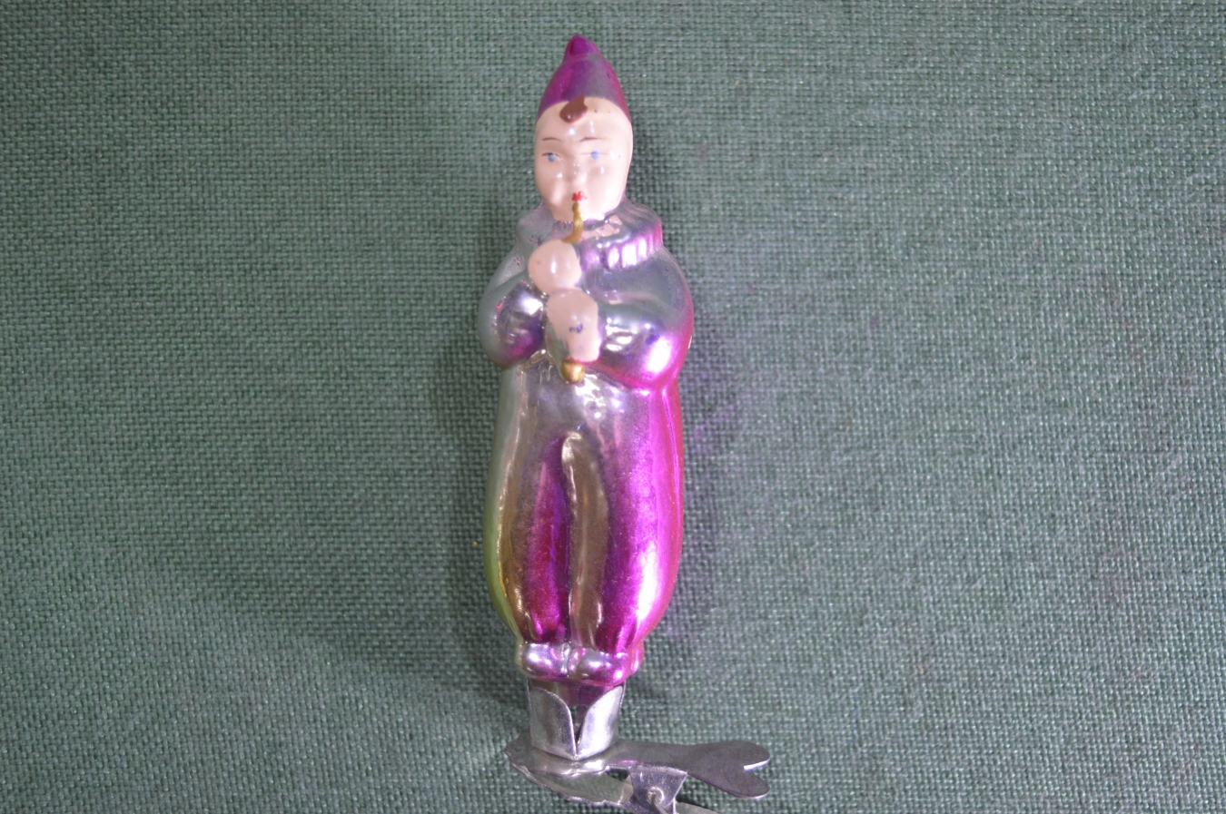 Купить Игрушка елочная стеклянная "Клоун с дудочкой, розовый колпачок ...