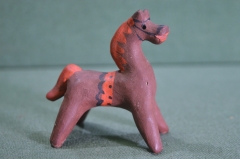 Фигурка, игрушка глиняная "Лошадь, лошадка". Глина. Каргопольская, Каргополь.
