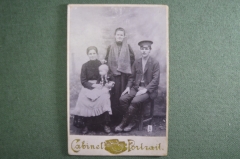 Фотография старинная "Семейство с тещей", кабинетная. 1912 год. #S1