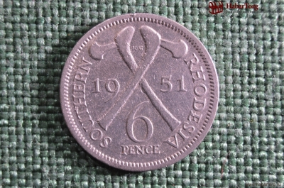 6 пенсов, Южная Родезия, Король Георг VI, 1951 год