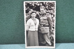 Фотография старинная "Военный с супругой". ВМВ. Вермахт. 3й Рейх. Германия.