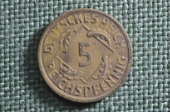 Монета 5 рейхспфеннигов, пфеннигов 1925 года A. Веймар, Веймарская Республика. Германия.