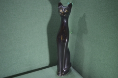 Статуэтка, копилка "Черная кошка". Высокая 41,5 см. Фарфор. 