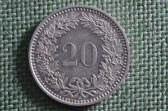 Монета 20 раппен 1989 года. Швейцария. 
