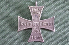 Крест знак патриотический ветеранский "Falkenberg". Серебро 800 проба. Германия. Империя. 1894 г.