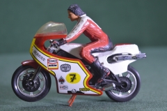 Игрушка мотоцикл мотоциклист "Suzuki". Большой Matchbox. Великобритания. 1980 год.