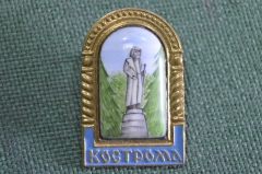 Знак, значок "Кострома". Финифть. Памятник Сусанину. 