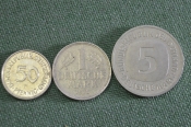 Монета 50 пфеннигов 1 5 марок 1975 - 1991. Набор. ФРГ. Германия.