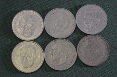 Монета 2 марки 1972-1994. Набор 6 шт. Портретные. Германия.