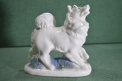 Статуэтка фарфоровая "Собака Лайка". Фарфор. Старая Гжель. Турыгино. СССР. #U