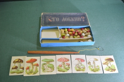 Игра настольная "Кто ловкий?". Оригинальная коробка. Грибы. СССР. 1952 год. #G4