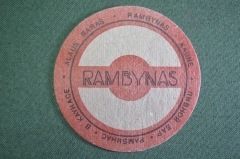 Бирдекель картонные подставки под пивной бокал. Пиво. Пивной бар "Рамбинас Rambynas. Каунас. СССР.