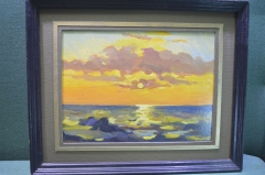 Картина "Закат на море". Оргалит, масло. Художник Шатров А.Т. 1999 год.