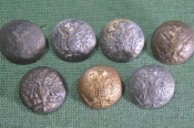 Пуговицы старинные, подборка (7 штук). Орел, герб. Российская Империя. Пуговицы старинные, подборка (7 штук). Орел, герб. Российская Империя.