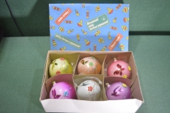 Елочная игрушка шары "Радость". Набор 6 шт. в коробке. МПО Иней. СССР.