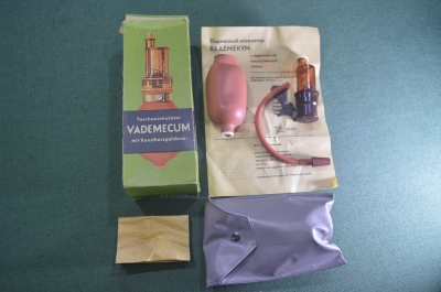 Ингалятор карманный "Вадемекум Vademecum". Коробка. Инструкция. Медицина. ГДР. Германия.