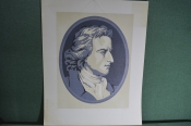 Линогравюра цветная, портрет 