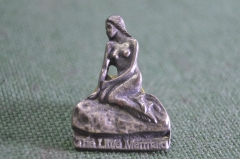 Знак значок "Русалка Little Mermaid". Копенгаген. Мельхиор. Винтаж. Дания. 