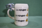 Кружка керамическая пивная, со звонком. 1-2-3 звонка. Керамика, Германия. Звонок НЕрабочий.