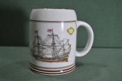 Кружка пивная фарфоровая. Корабль, парусник 