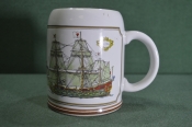 Кружка пивная фарфоровая. Корабль, парусник 
