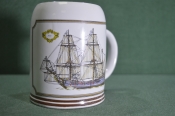 Кружка пивная фарфоровая. Корабль, парусник 