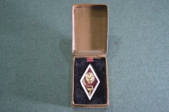 Знак, ромб "Медицинский ВУЗ". Медицина. Тяжелый металл. Коробка. ЛМД. СССР.