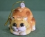 Игрушка елочная "Рыжий ленивый кот и мышка". Кошка, мышь. Керамика, майолика, ручная роспись. #2