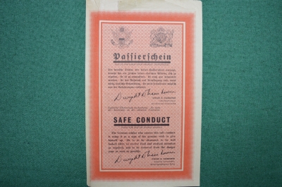  Американская листовка - пропуск для сдачи в плен. "Safe conduct", 1944 год