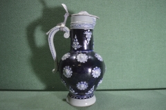 Кувшин для вина, пива. С крышкой. Растительный узор. Керамика, Германия.