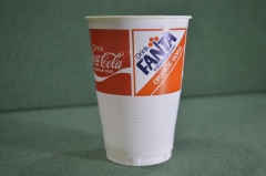 Стакан пластмассовый для холодных напитков "Олимпиада 1980 Москва". Fanta. Coca-Cola. СССР.
