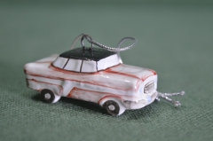 Игрушка елочная "Машинка, автомобиль". Машина, водитель, шофер. Керамика майолика, ручная роспись #1