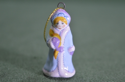 Игрушка елочная "Снегурочка, помощница Деда Мороза". Керамика, майолика, ручная роспись. #1