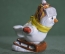 Игрушка елочная "Снеговик на санках". Зима, санки, катание. Керамика, майолика, ручная роспись. #2