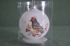 Елочная игрушка из стекла "Шар N 3, Птичка". Шарик, стекло. Клин, "Елочка".