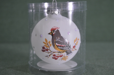 Елочная игрушка из стекла "Шар N 3, Птичка". Шарик, стекло. Клин, "Елочка".