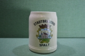 Кружка пивная керамическая на 0,5 литра. Stadtbrauerei Spalt. Герб, корона. Керамика, Германия.