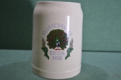 Кружка пивная керамическая на 0,5 литра. Frauendorfer Hetzel Bier. Павлин. Керамика, Германия.
