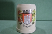 Кружка пивная керамическая на 0,5 л. Hamburg. Герб, Город Гамбург. Керамика, Германия.