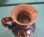 Кувшин керамический, с ручкой "Цветы". Обливная керамика, майолика. СССР.