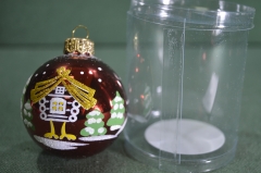 Елочная игрушка из стекла "Шар Хатка, красный". Избушка на курьих ножках. Клин объединение "Елочка".