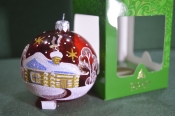 Елочная игрушка из стекла, шар 