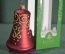 Елочная игрушка из стекла, колокольчик "Вуаль", красный. Стекло. Клинское объединение "Елочка".