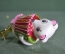 Елочная игрушка из стекла "Мишка с гармошкой, белый". Стекло. Клинское объединение "Елочка".
